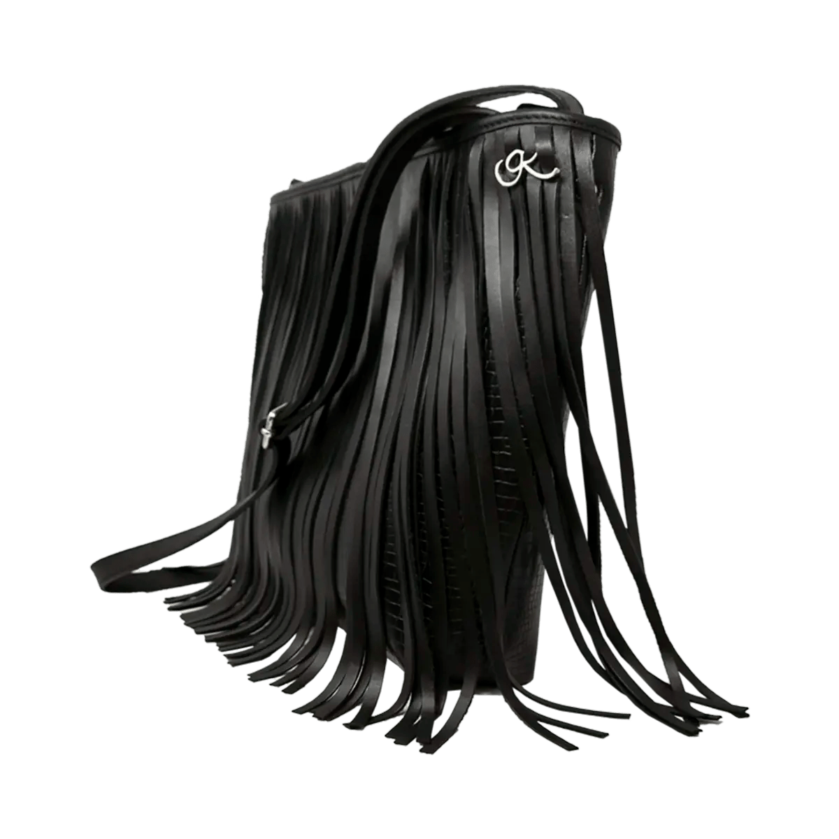 Large Leather Crossbody Bag with Fringe.