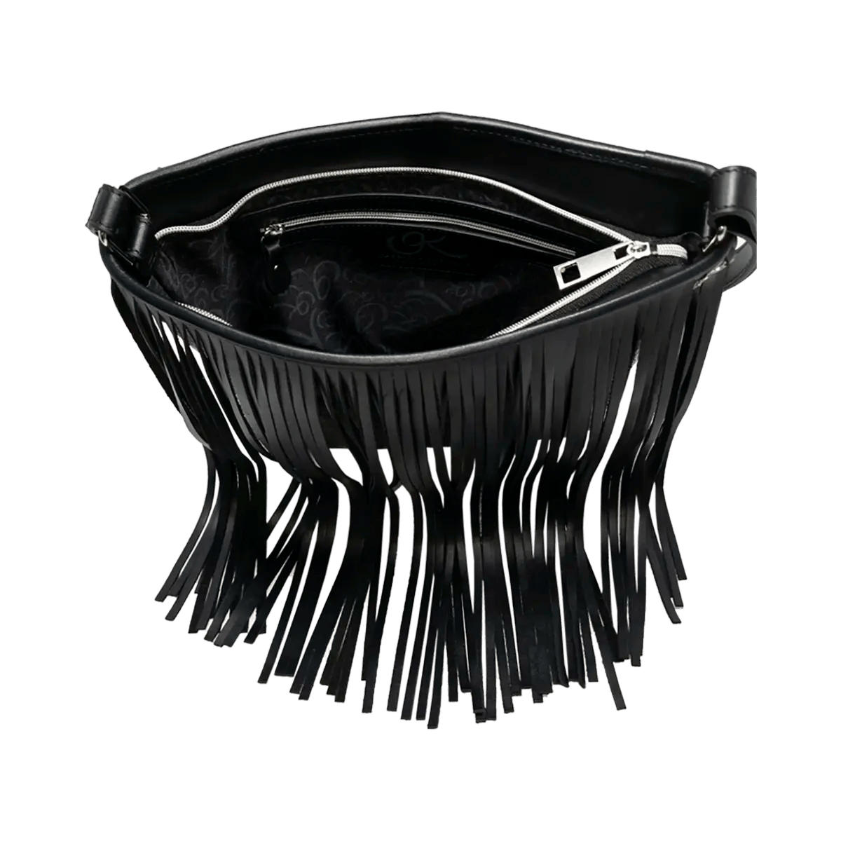 Large Leather Crossbody Bag with Fringe.