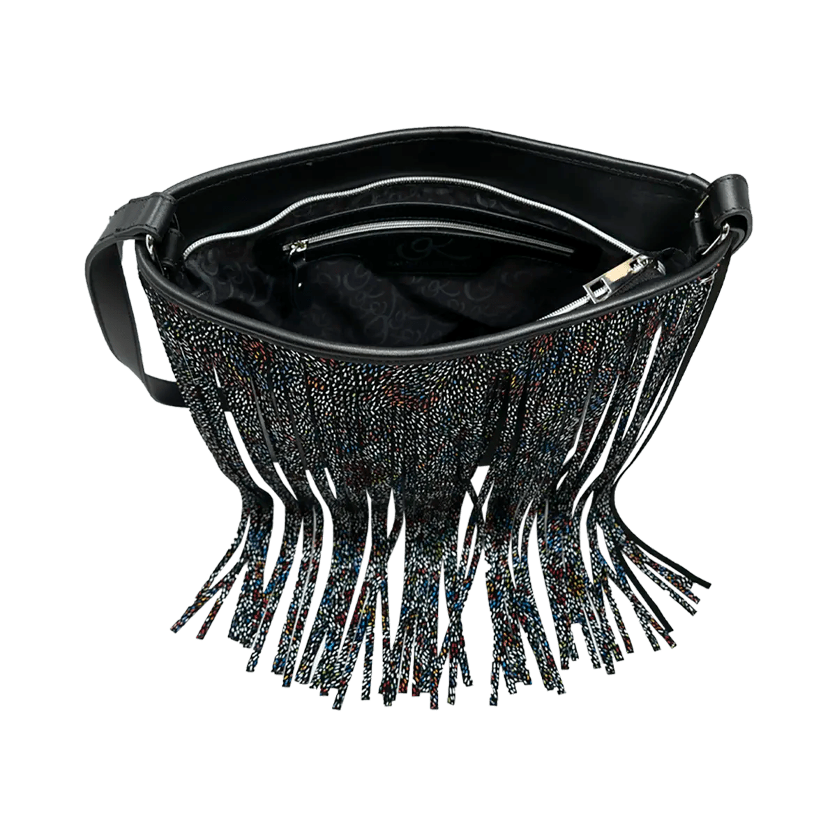 Large Leather Crossbody Bag with Fringe.