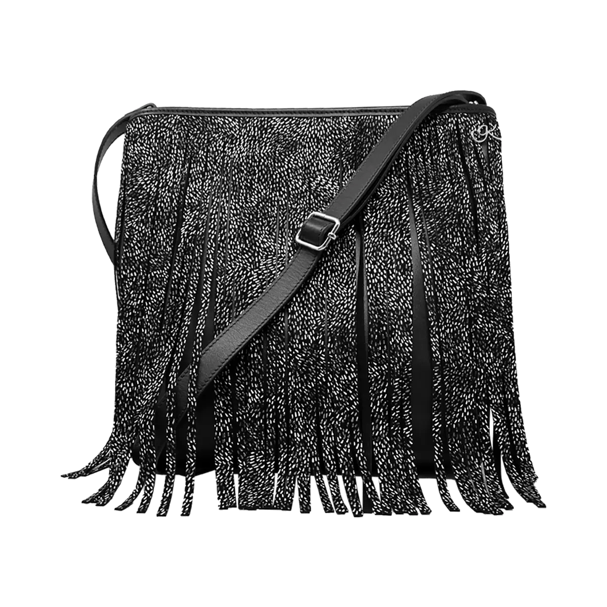 Large Leather Crossbody Bag with Fringe.