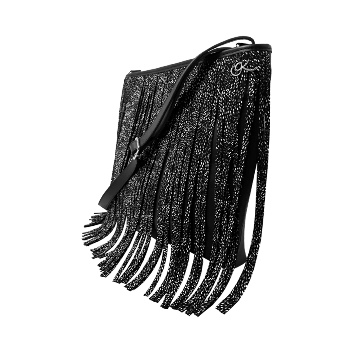 Large Leather Crossbody Bag with Fringe.