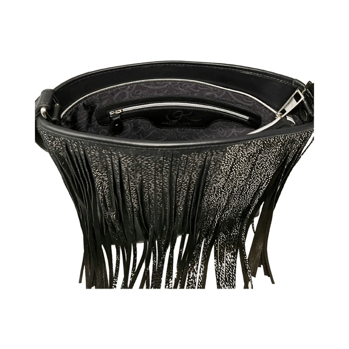 Large Leather Crossbody Bag with Fringe.