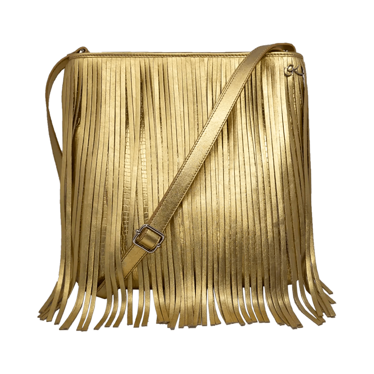 Large Leather Crossbody Bag with Fringe.