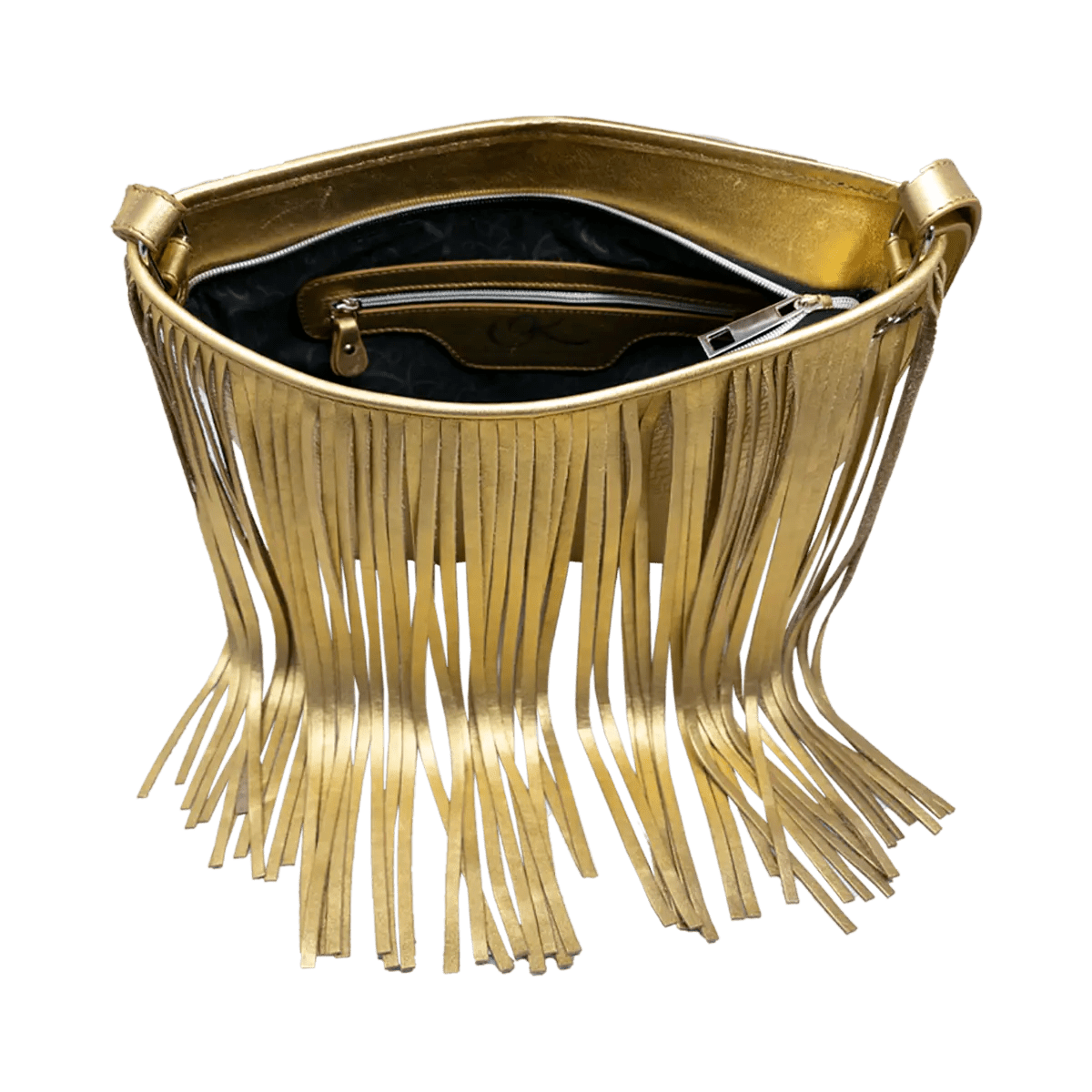 Large Leather Crossbody Bag with Fringe.