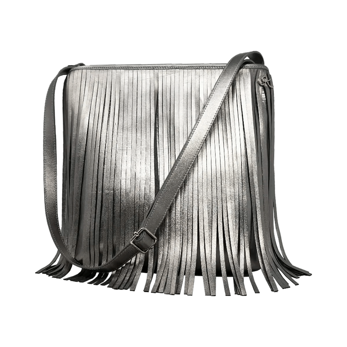 Large Leather Crossbody Bag with Fringe.