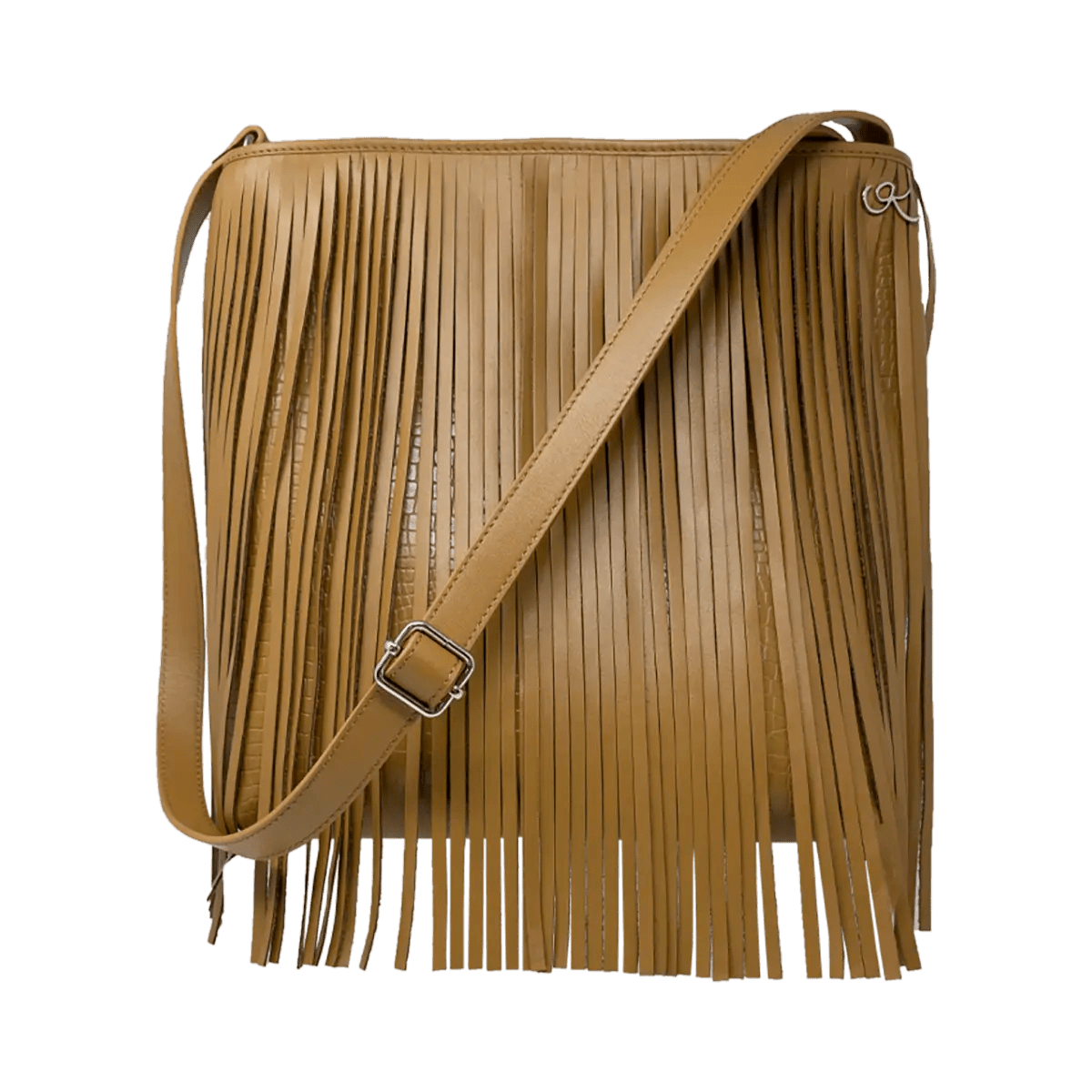 Large Leather Crossbody Bag with Fringe.