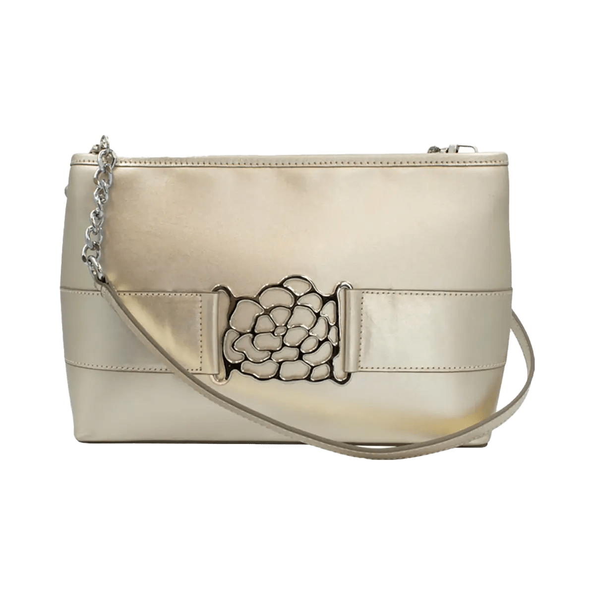 Small Leather Shoulder Bag With Metal Accent