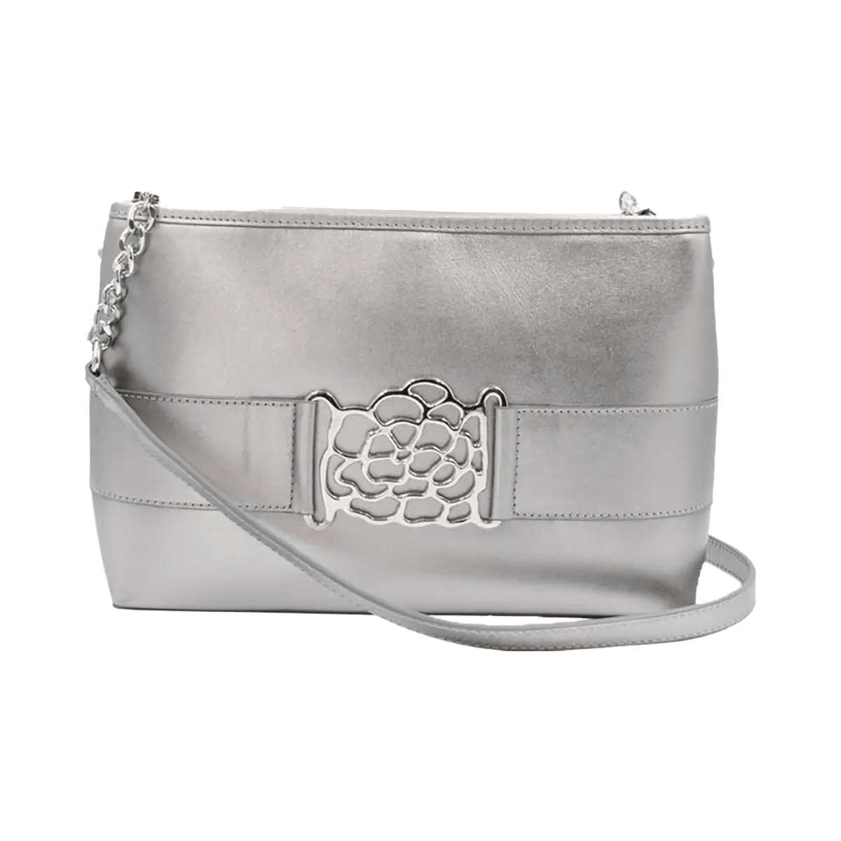 Small Leather Shoulder Bag With Metal Accent
