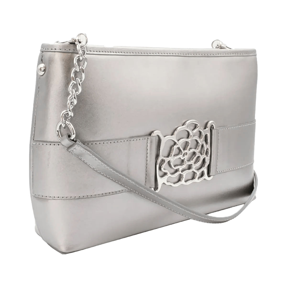 Small Leather Shoulder Bag With Metal Accent
