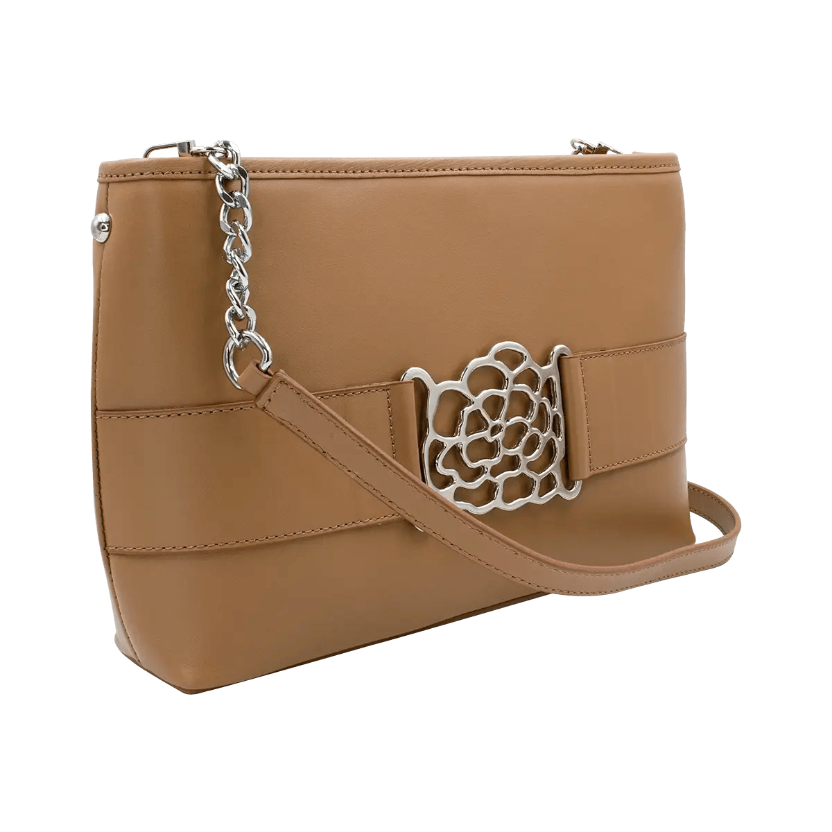 Small Leather Shoulder Bag With Metal Accent