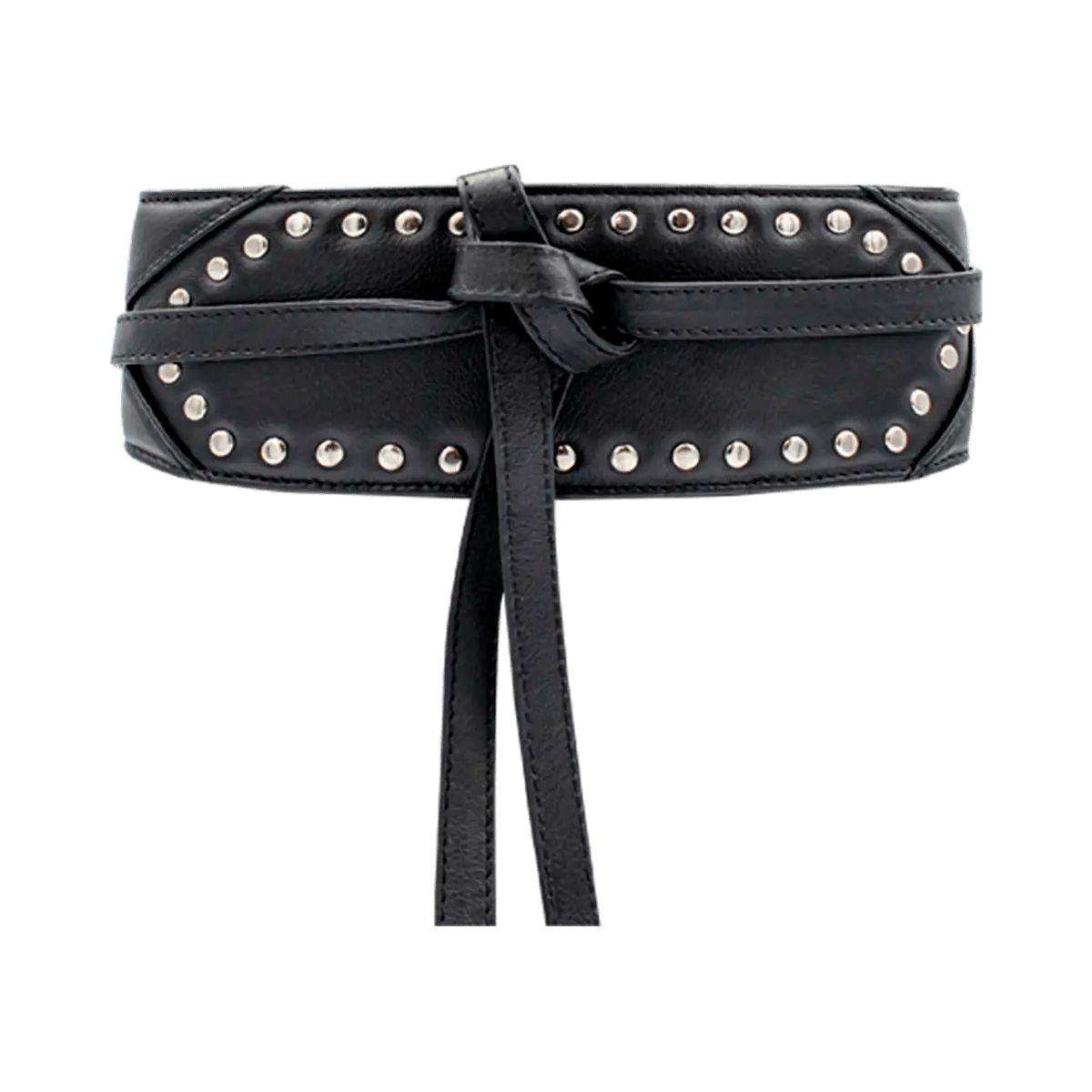Leather Black Studded Wrap-Around Belt For Women