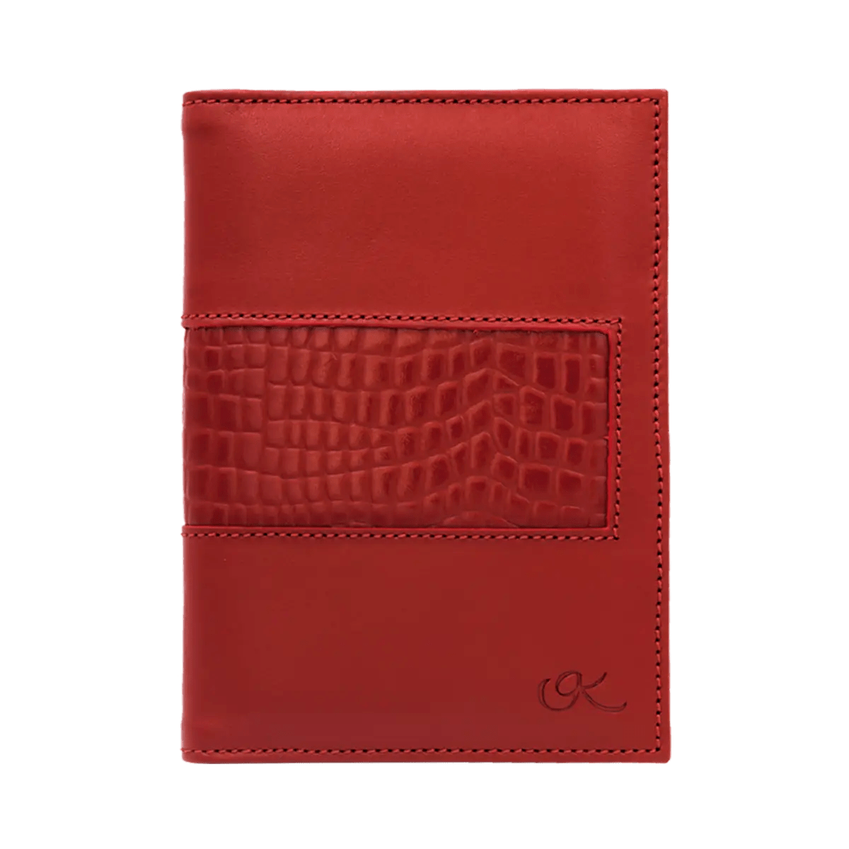 Leather Passport Holder With Detail Print