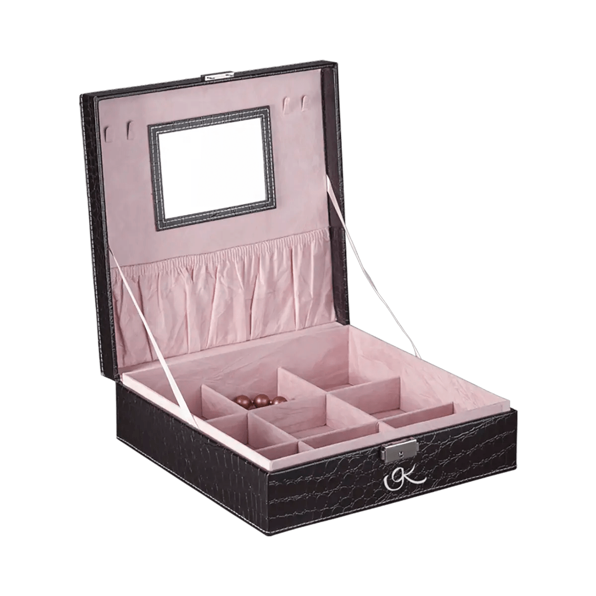 Large Leather Print Laptop Case With StrapLarge black vinyl snakeskin print with pink interior jewelry box for women. Shop in San Diego, CA.