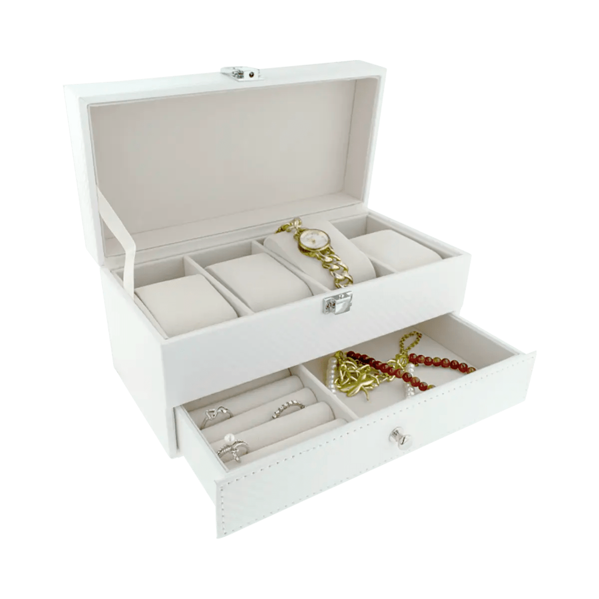 Large Vinyl Jewlery And Watch Box For Men And Women