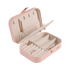 Small pink vinyl snakeskin print with beige interior jewelry box for women