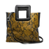Large Leather Print Handbag With A Square Handle