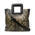 Large Leather Print Handbag With A Square Handle