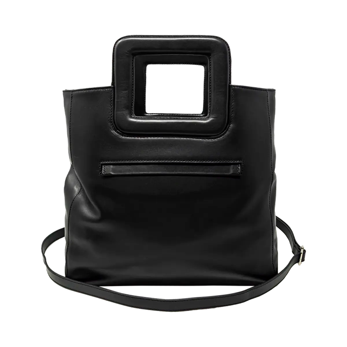 Large Leather Print Handbag With A Square Handle