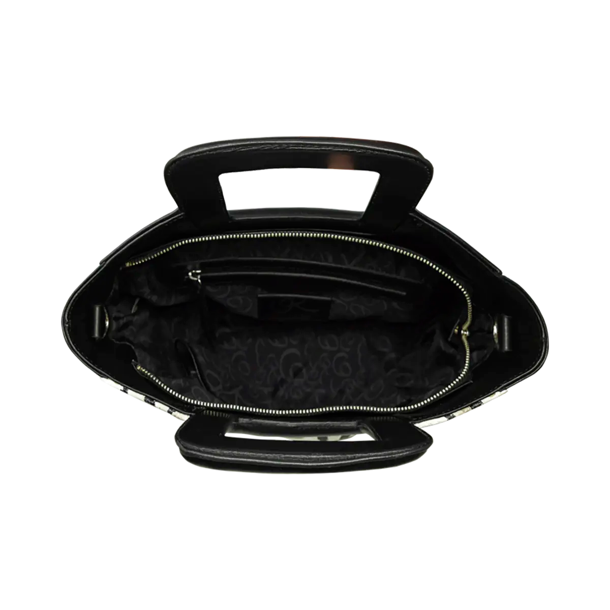 Large Leather Print Handbag With A Square Handle