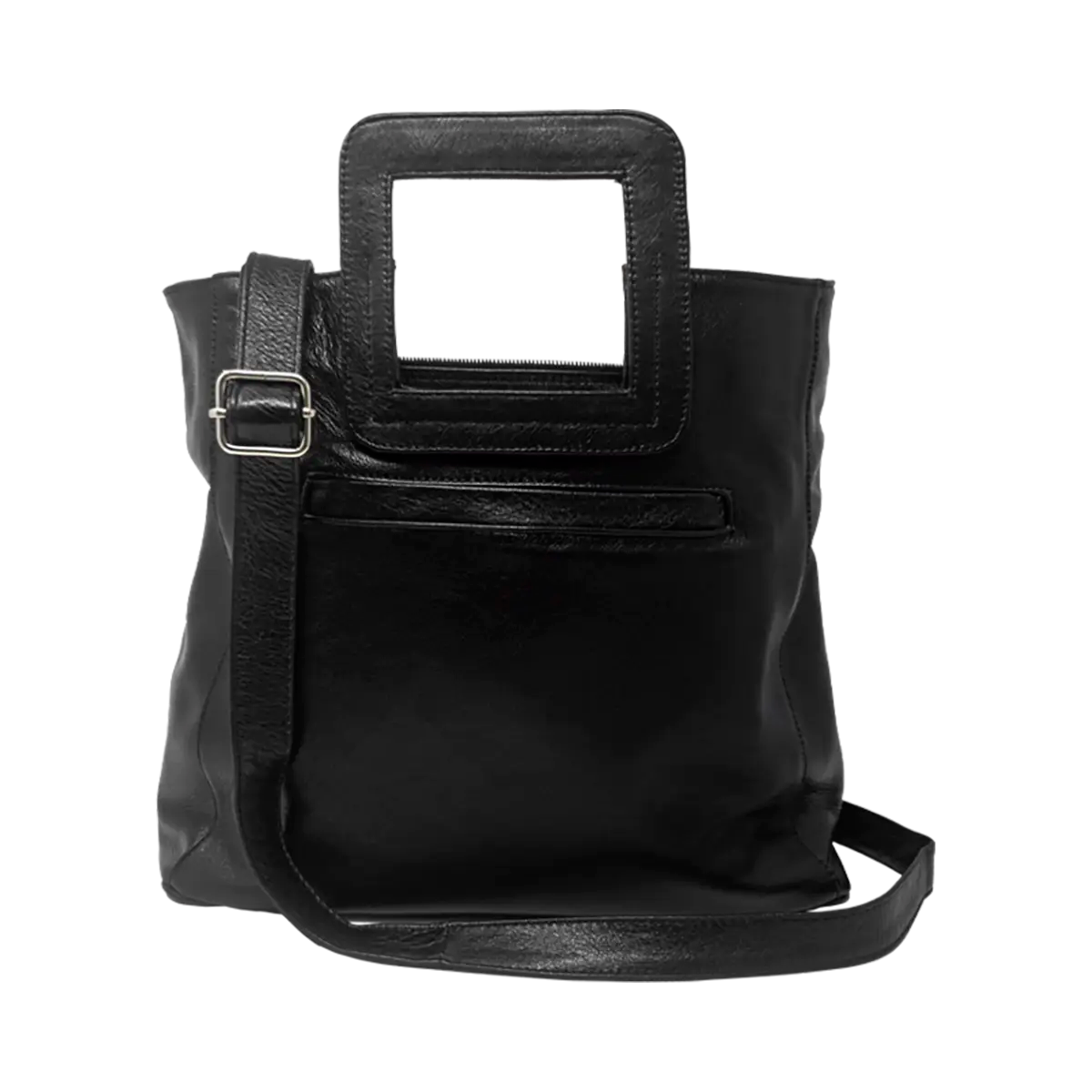 Large Leather Print Handbag With A Square Handle