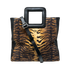 Large Leather Print Handbag With A Square Handle