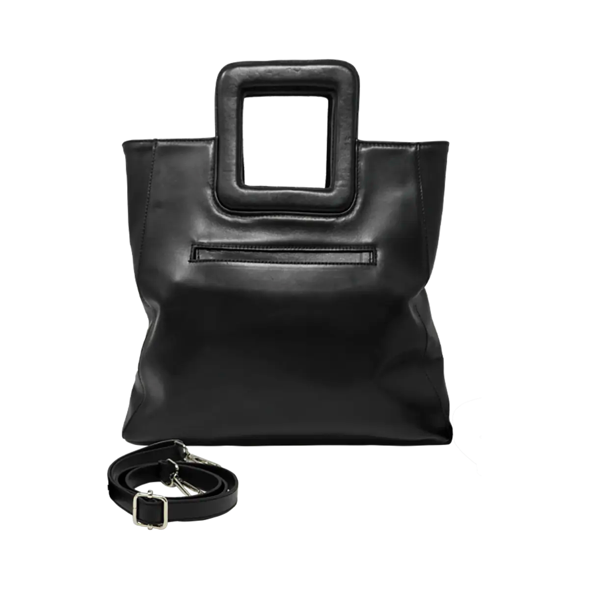 Large Leather Print Handbag With A Square Handle