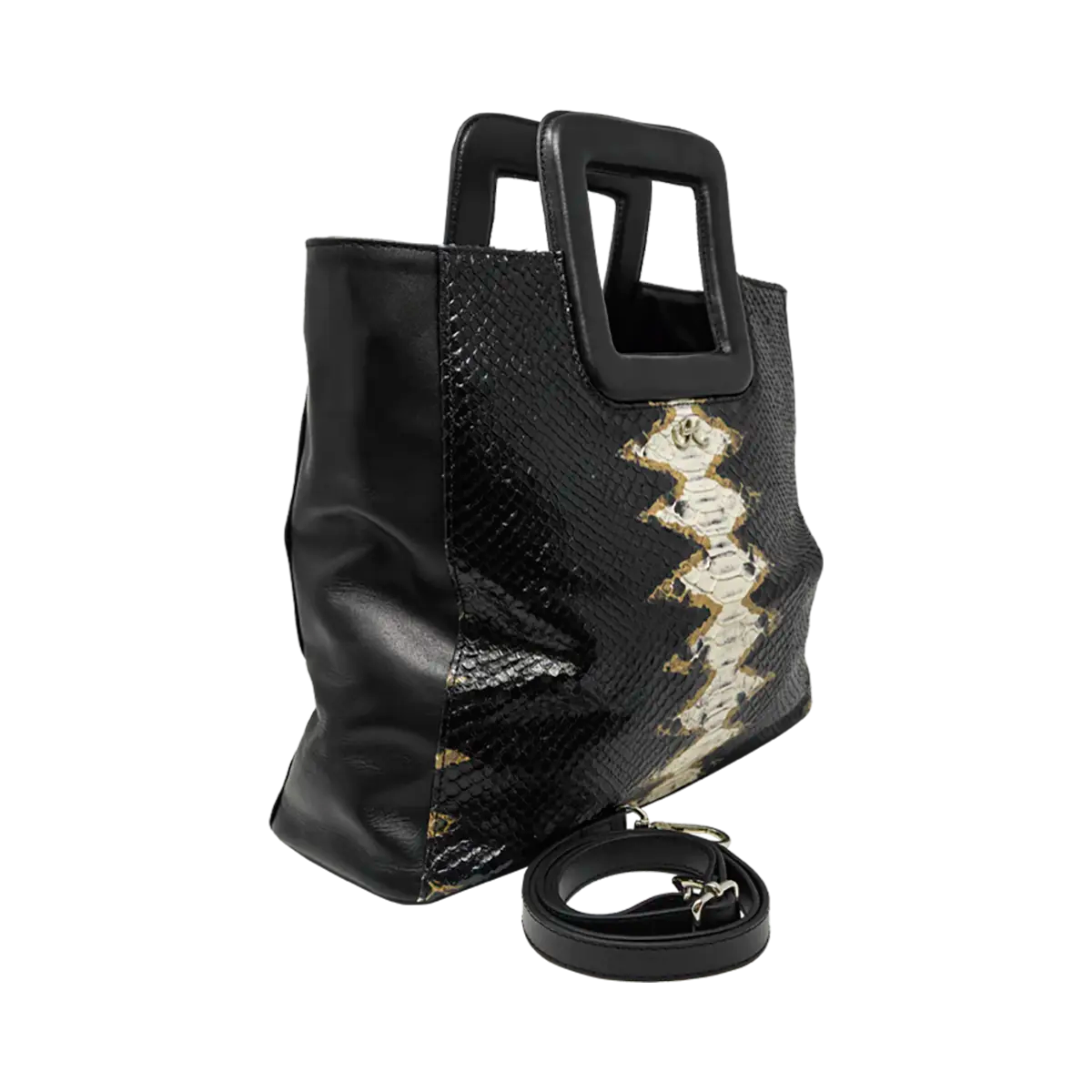 large diamond tsn ltd leather print handbag with a square handle. Accessory for women in San Diego, CA.