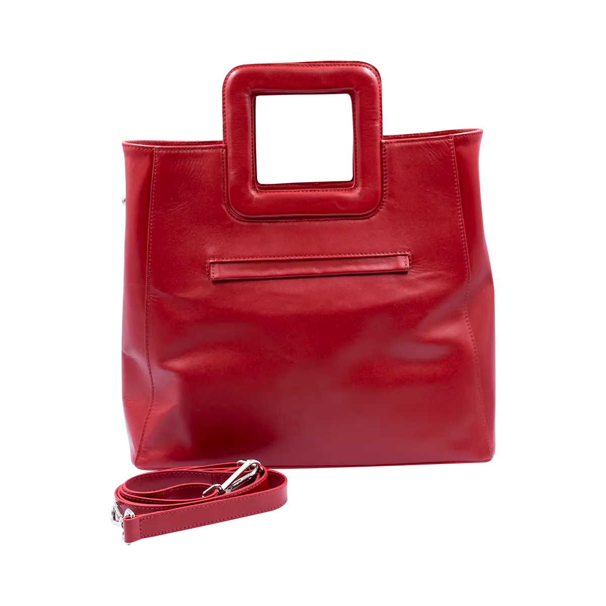 Large Leather Print Handbag With A Square Handle