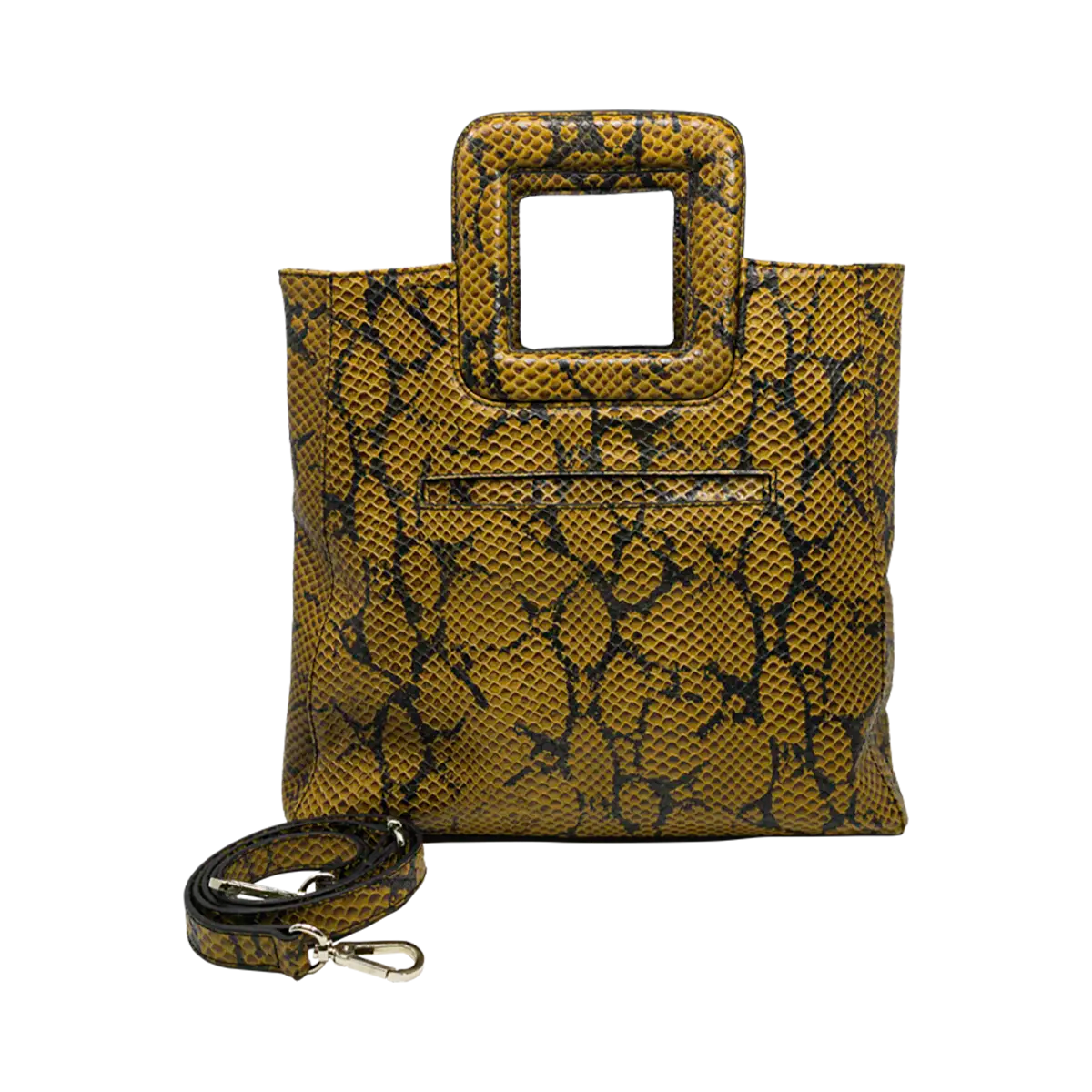 Large Leather Print Handbag With A Square Handle