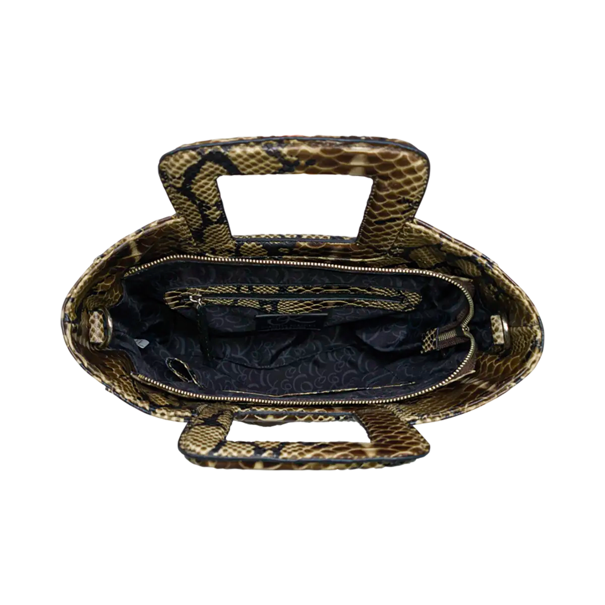 Large Leather Print Handbag With A Square Handle