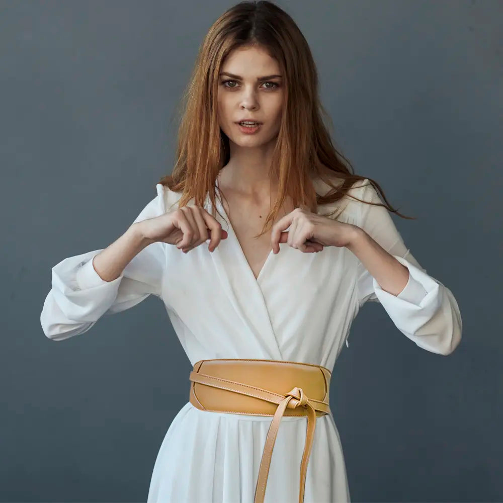 Large Leather Print Wrap-Around Belt For Women