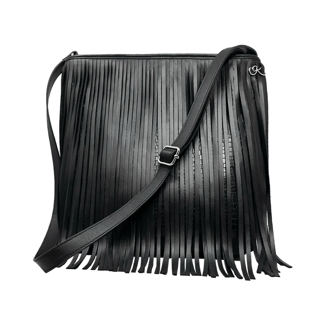 Large Leather Crossbody Bag with Fringe.