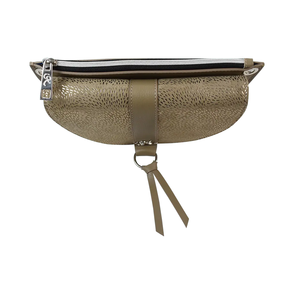 tan strip leather crossbody bag and fanny pack. Accessory for women in San Diego, CA.