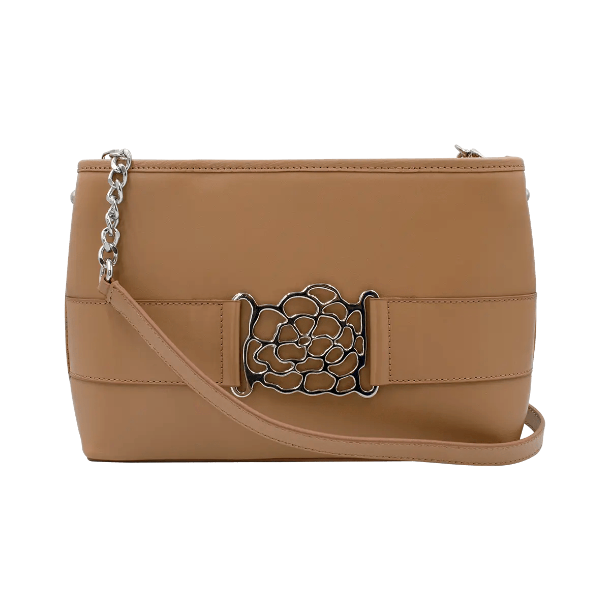 Small Leather Shoulder Bag With Metal Accent