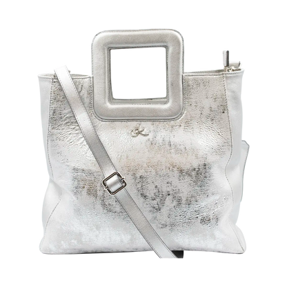 large platinum ltd leather print handbag with a square handle. Accessory for women in San Diego, CA.