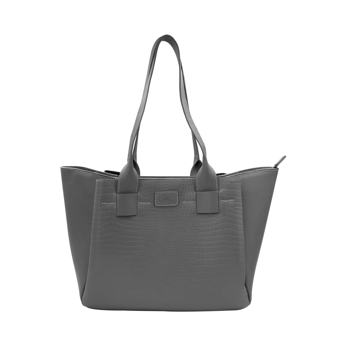 Grey leather tote bag clearance