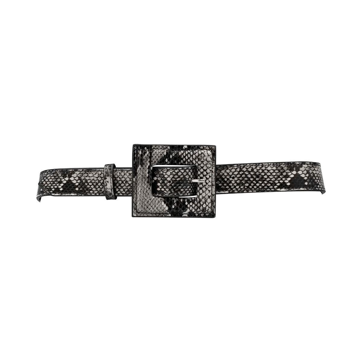 Leather Print Belt with a Large Square Buckle