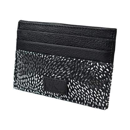 small black silver stripe small leather print wallet. Accessory for men &amp; women. Shop in San Diego, CA.
