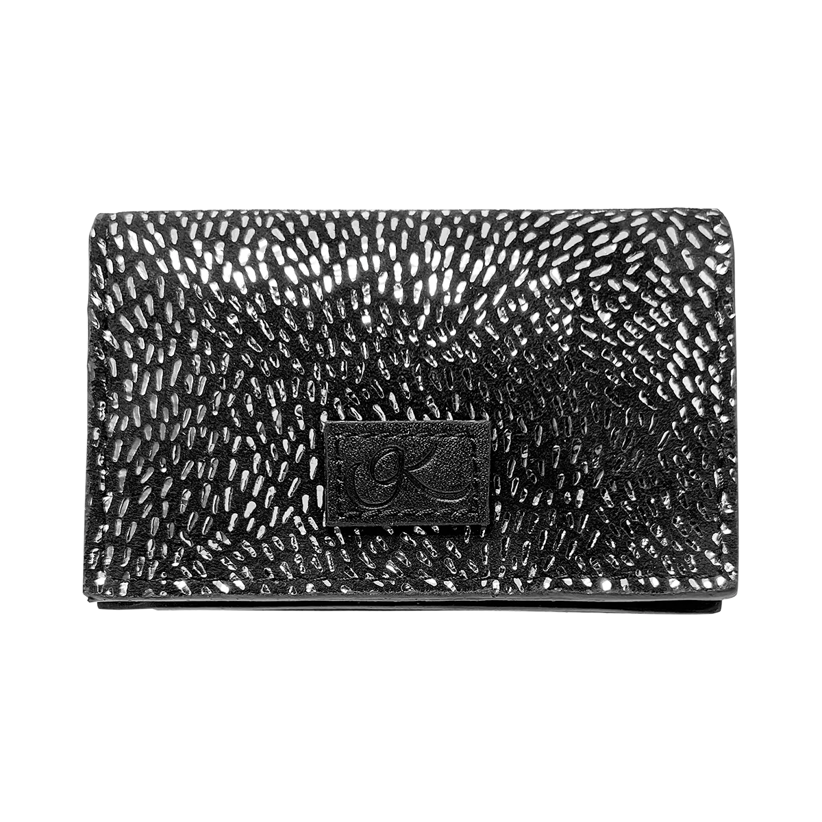 small black silver stripe leather crocodile print cardholder. Accessory for men and women. Shop in San Diego, CA.