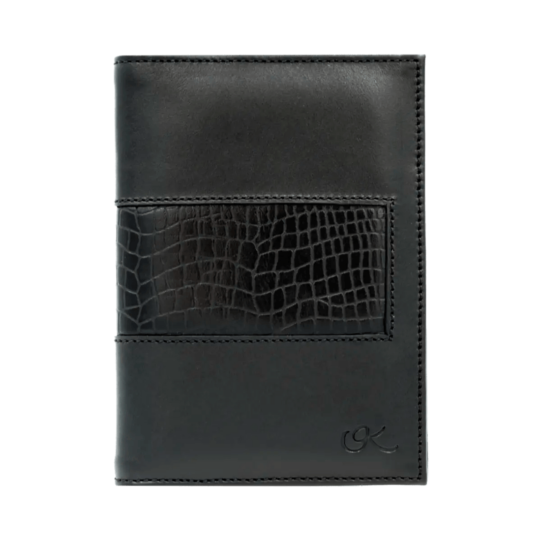 Leather Passport Holder With Detail Print