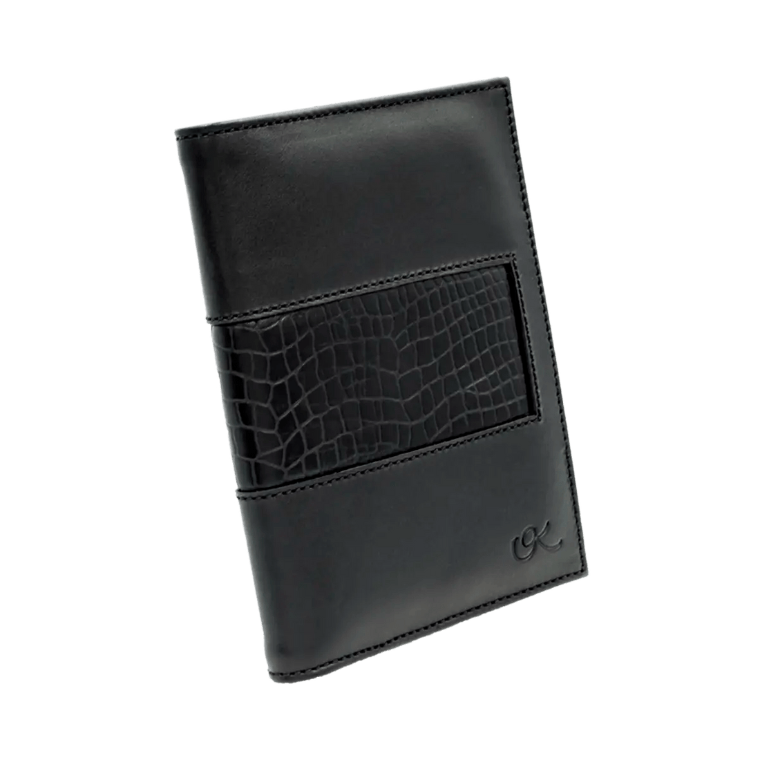 Leather Passport Holder With Detail Print