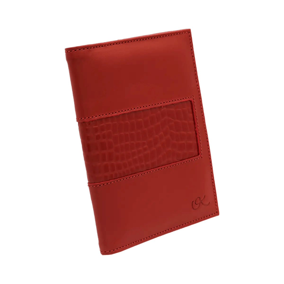 Leather Passport Holder With Detail Print