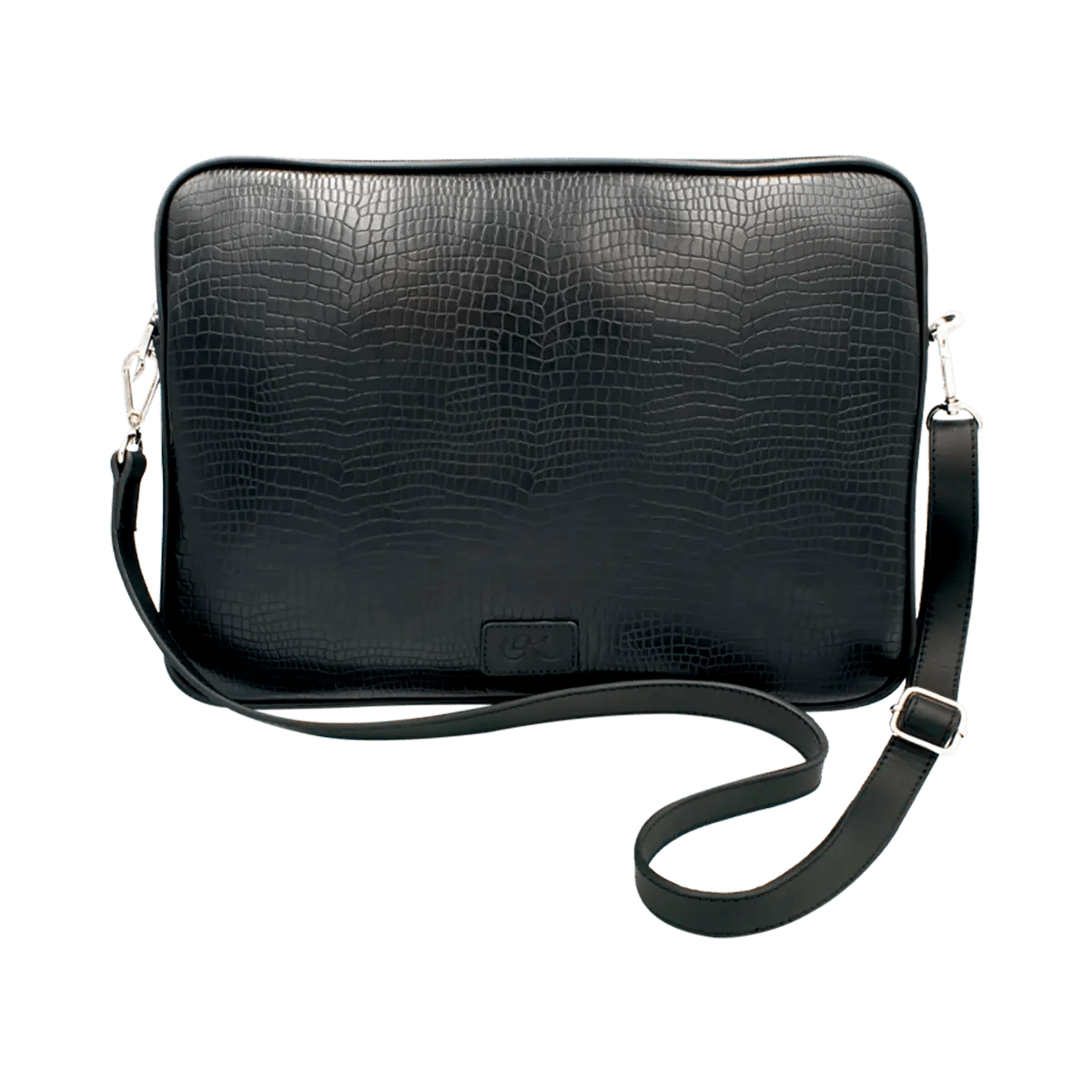 Large Leather Print Laptop Case With Strap