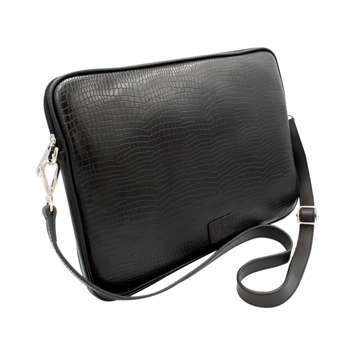 Large Leather Print Laptop Case With Strap