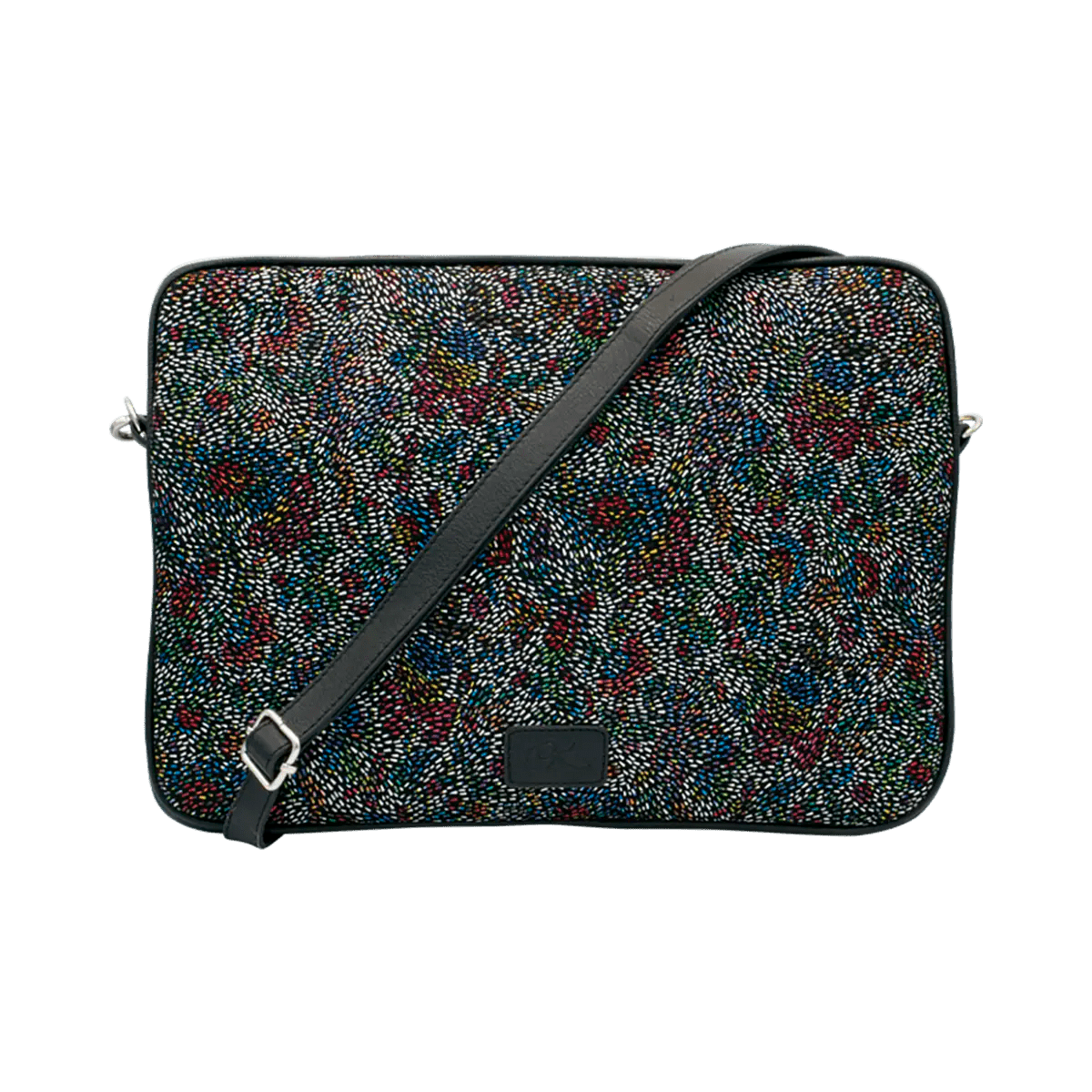 Large Leather Print Laptop Case With Strap