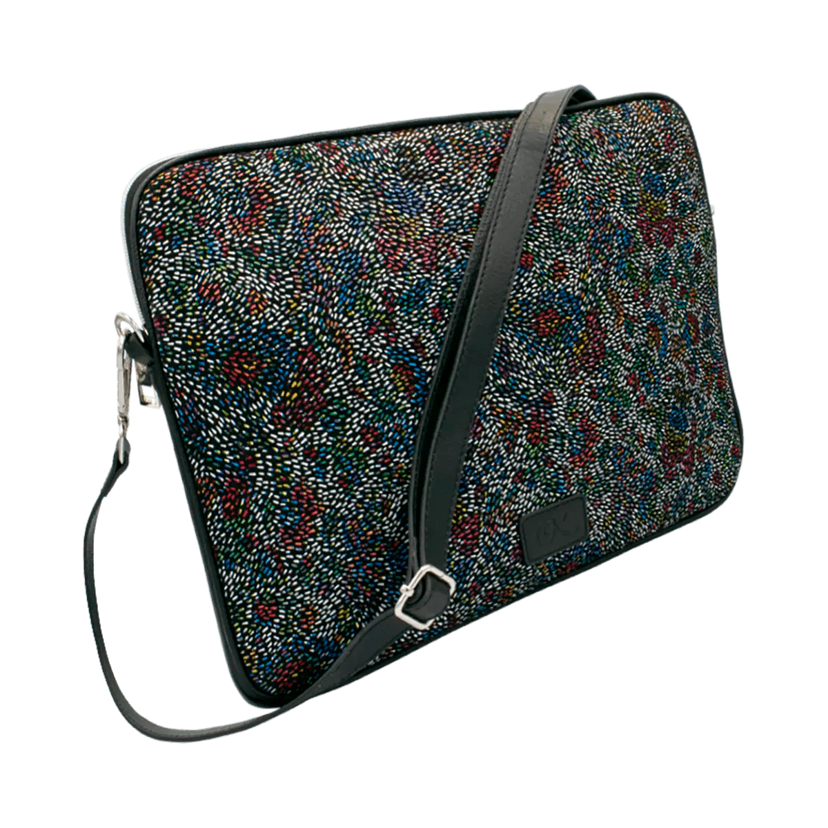 Large Leather Print Laptop Case With Strap