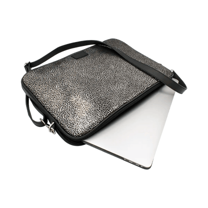 Large Leather Print Laptop Case With Strap