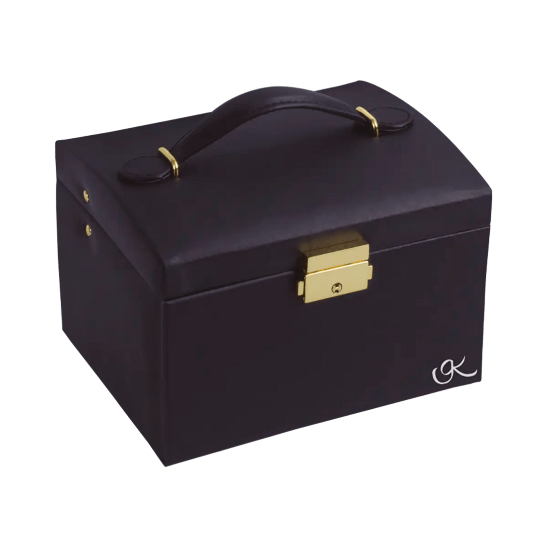 Large Leather Print Laptop Case With StrapMedium black vinyl print with beige interior jewelry box for women. Shop in San Diego, CA.