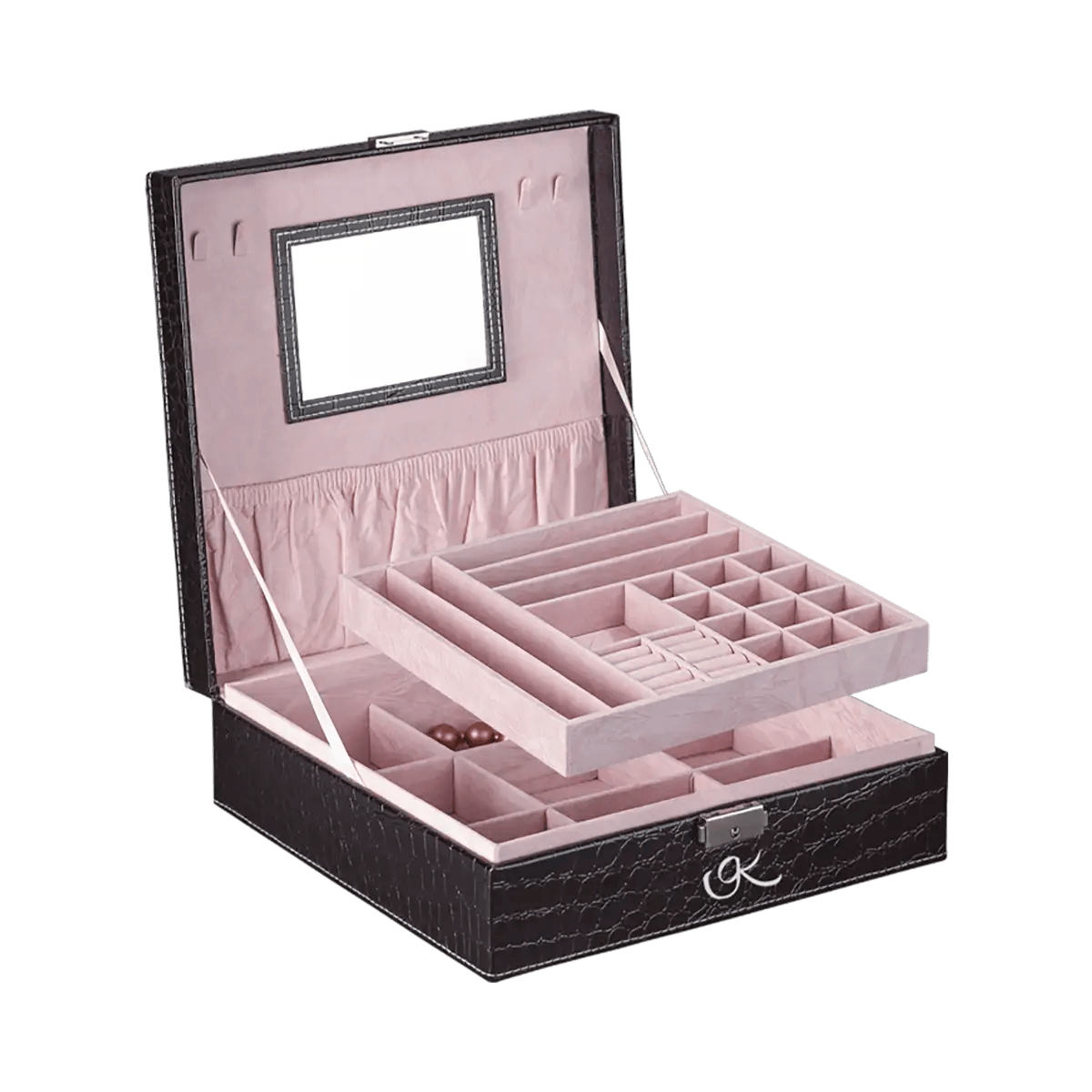 Large Leather Print Laptop Case With StrapLarge black vinyl snakeskin print with pink interior jewelry box for women. Shop in San Diego, CA.