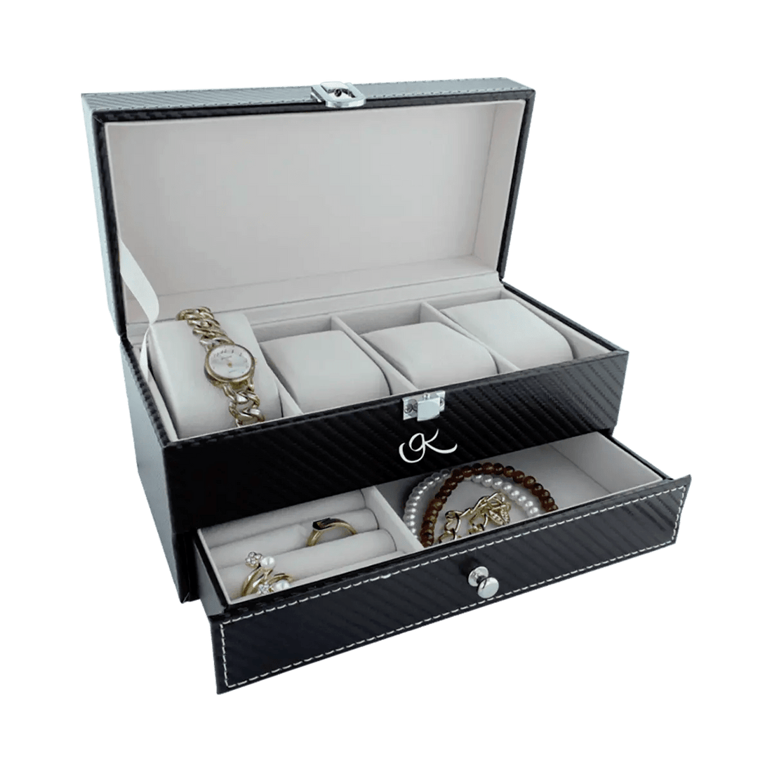 Large Vinyl Jewlery And Watch Box For Men And Women